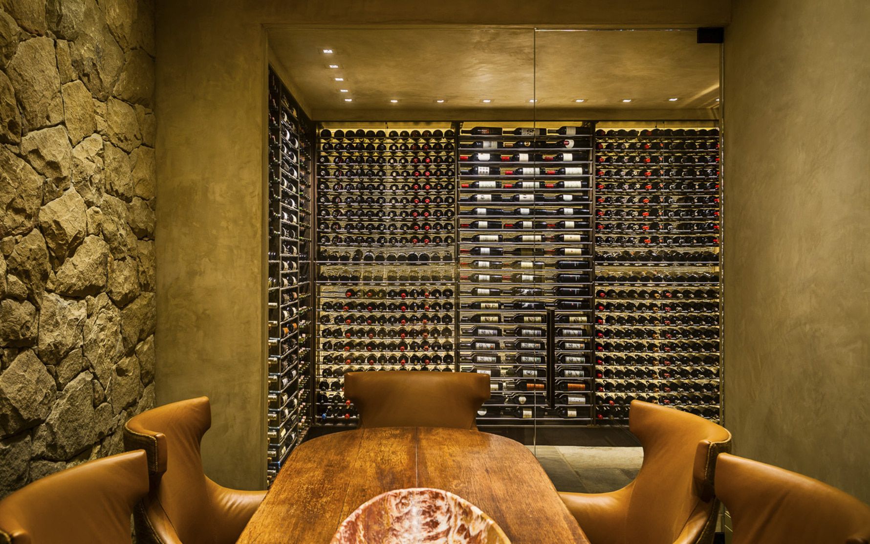 Santa-Barbara-Beach-Residence-Wine-cellar-Stone