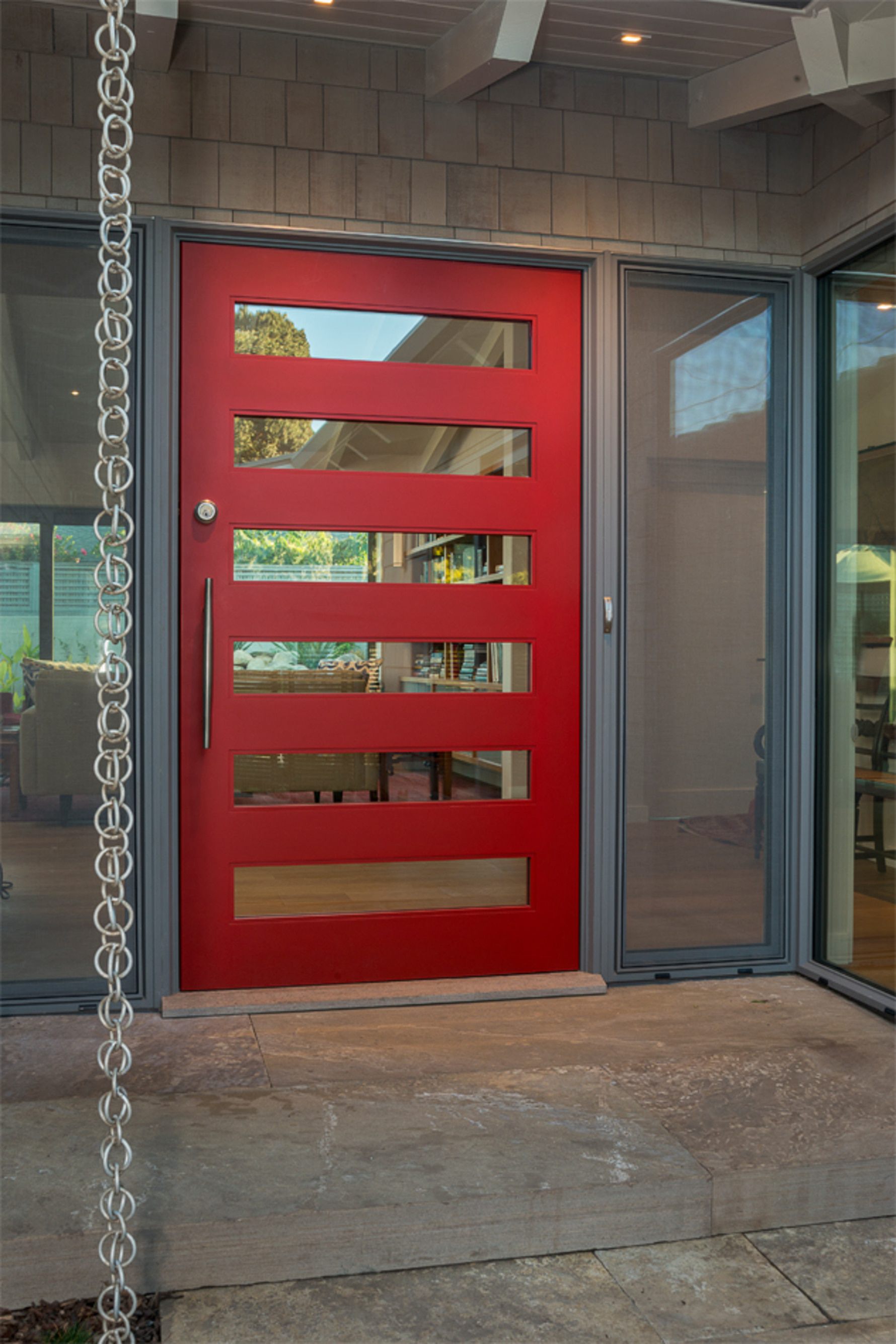 Hill-Residence-Enrty-Door-Rain-Chain