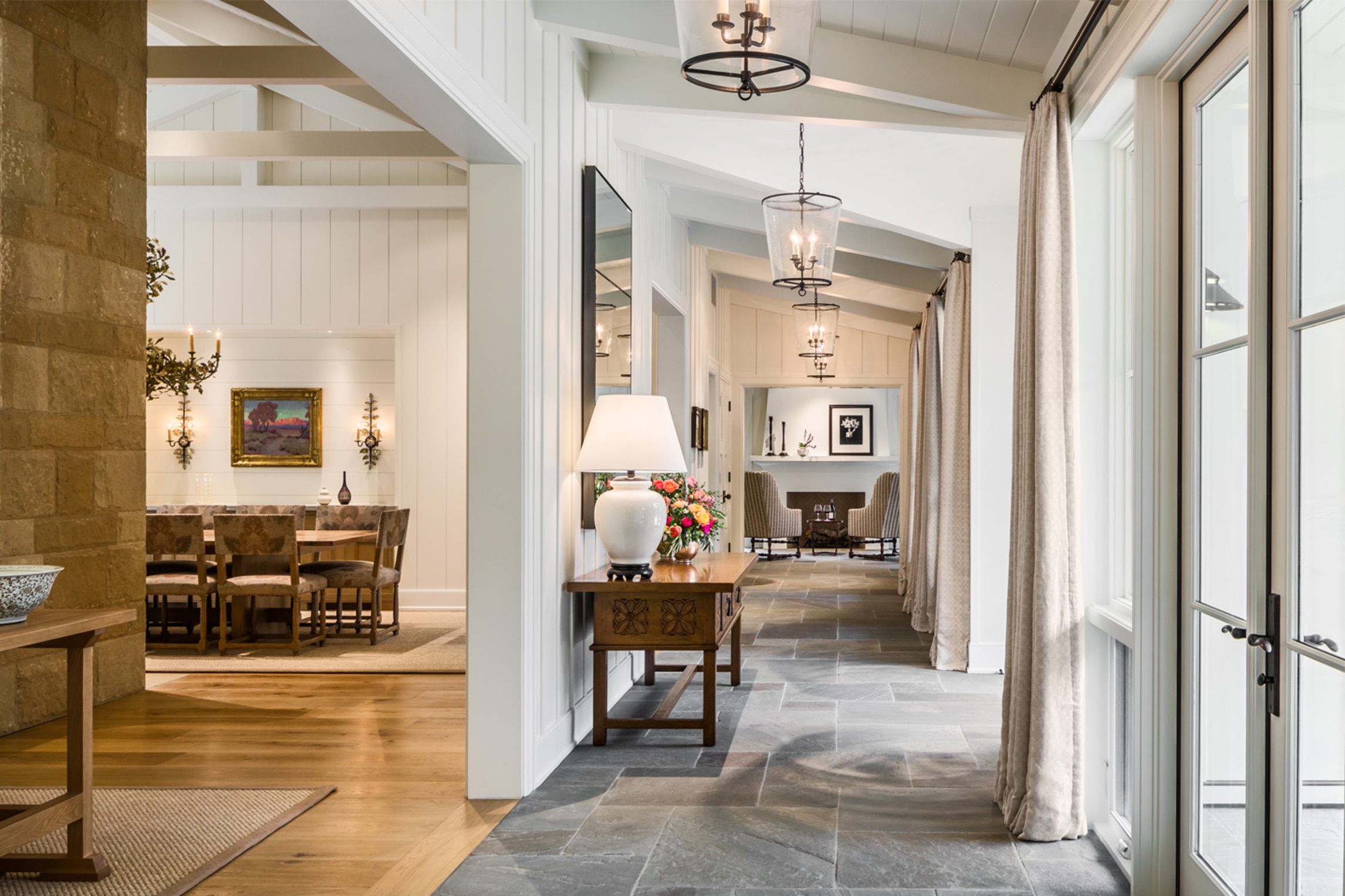 Glen-Oaks-Residence-Entry-Hall-Wood-Paneling