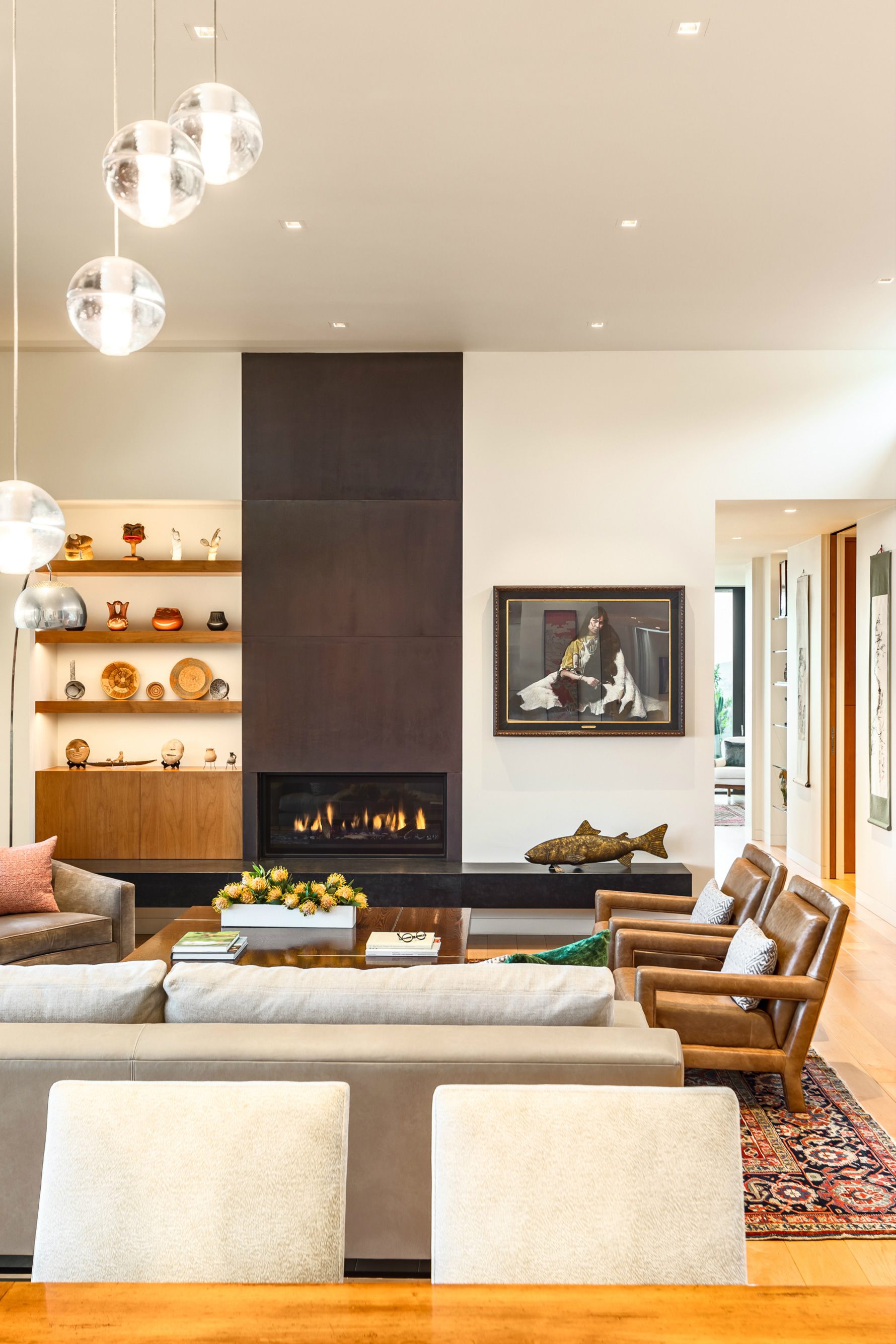 Cherry-Brook-Residence-Corten-Fireplace-Bookshelves