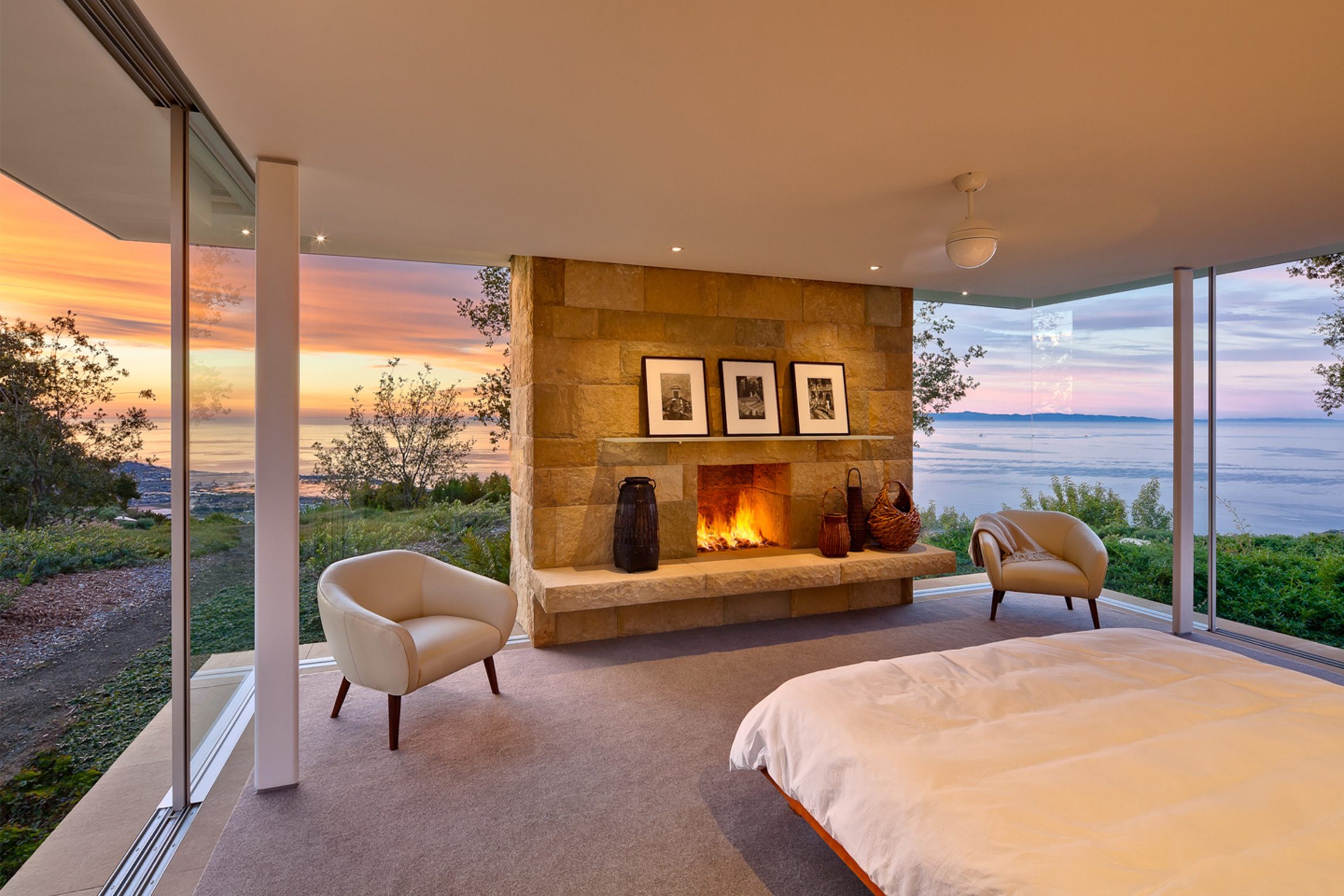 Carpinteria-Foothills-Stone-Fireplace-Bedroom