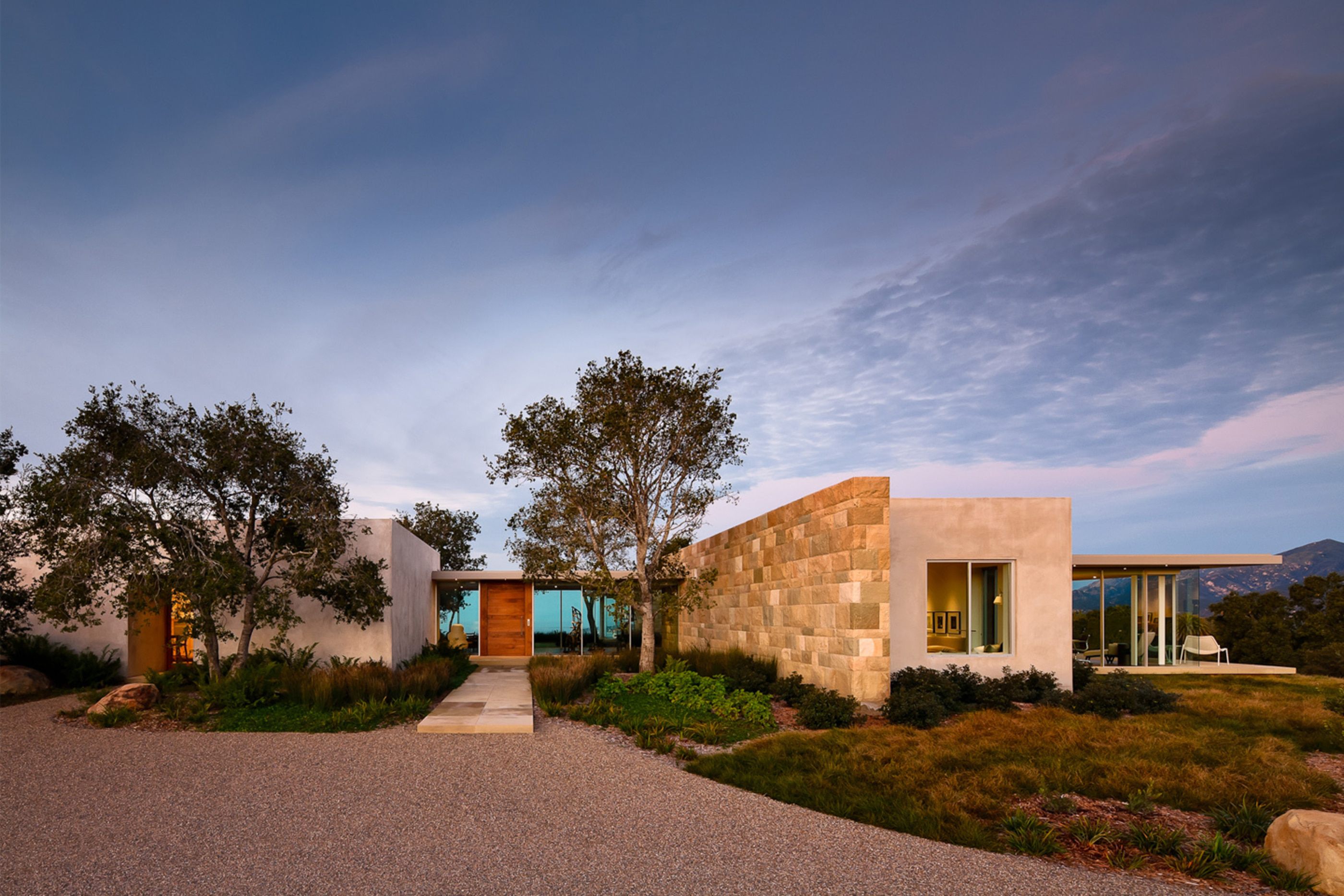 Carpinteria-Foothills-Glass-Entry-Stone-Wall