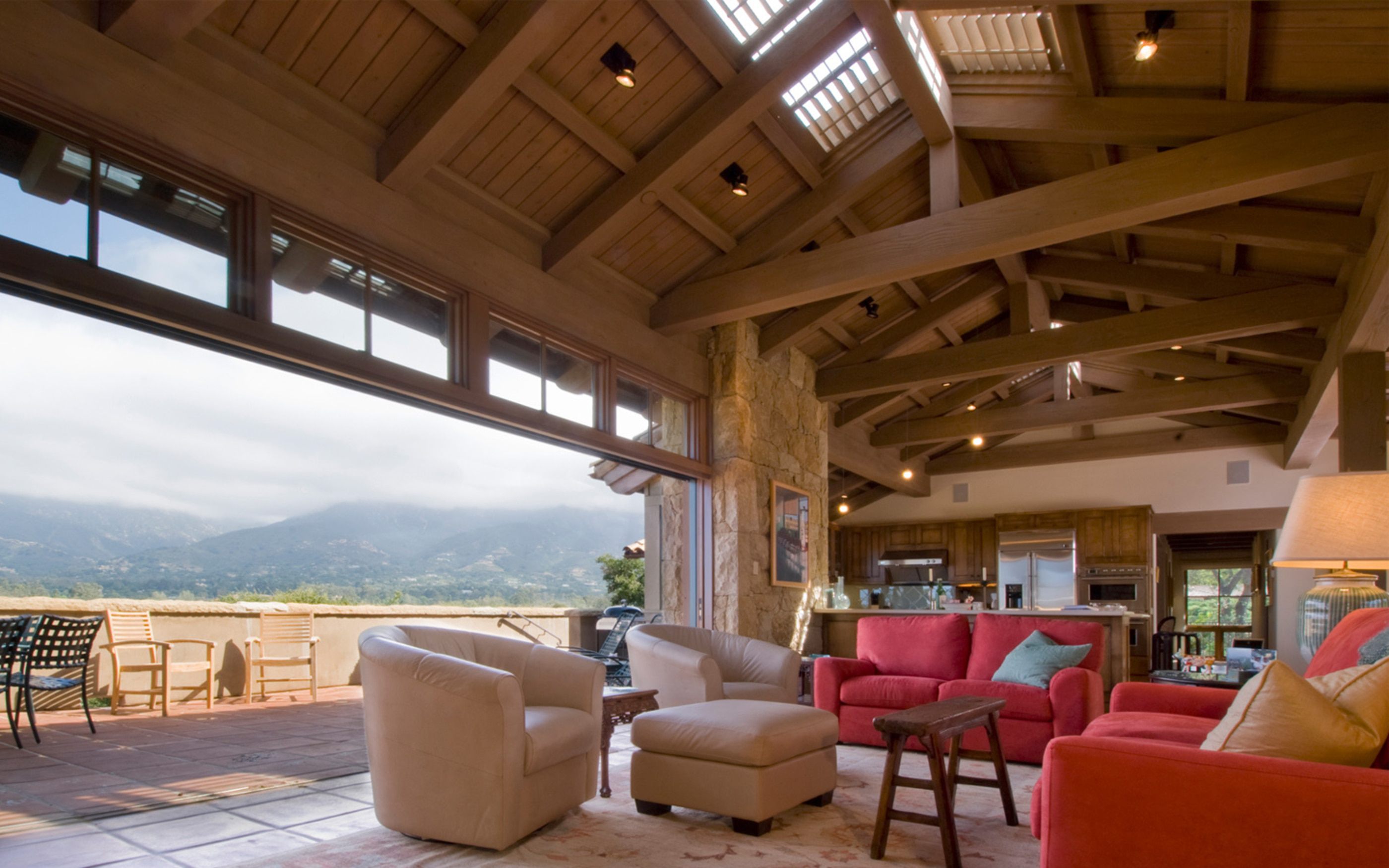 Hedrick-Residence-Sliding-Patio-Doors-Wood-Ceiling-Trusses