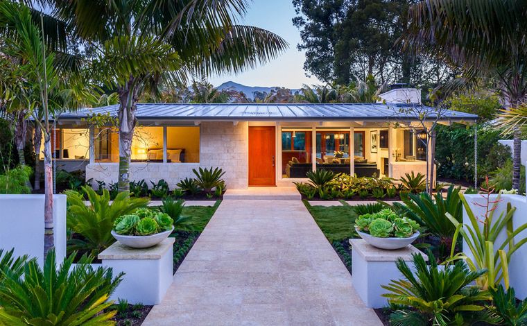 Butterfly-Beach-Villa-Entry-Door-Mid-century-Modern