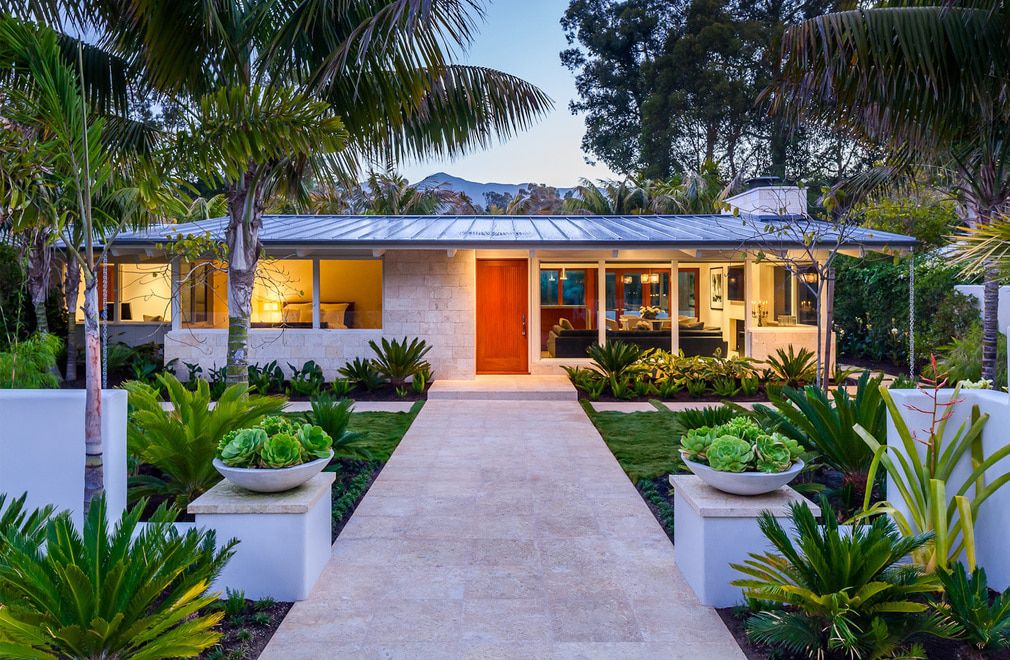 Butterfly-Beach-Villa-Entry-Door-Mid-century-Modern