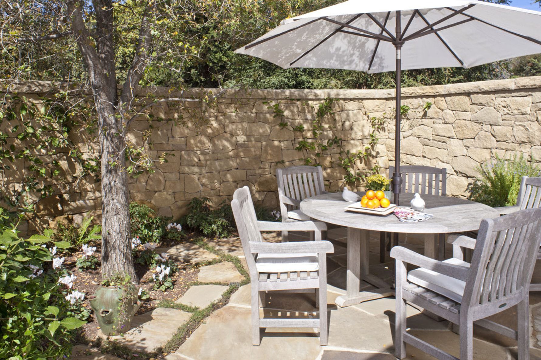 Santa-Barbara-Beach-Guest-House-Studio-Patio-Stone-Walls